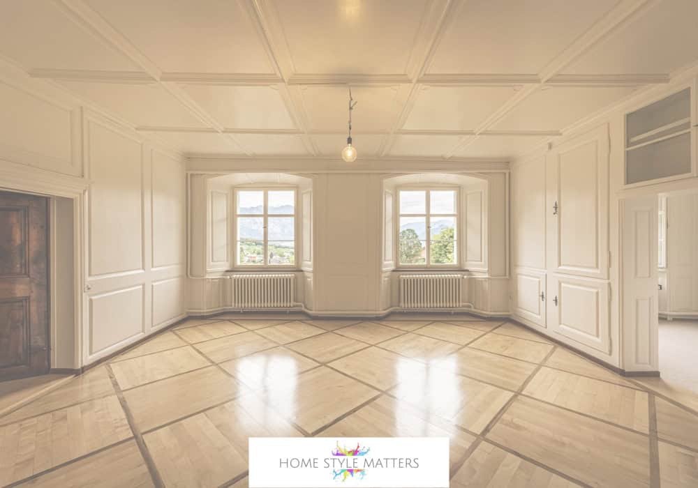 Empty room with two large windows